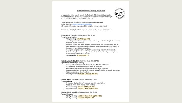 Preview of Passion Week Reading Schedule (2026)
